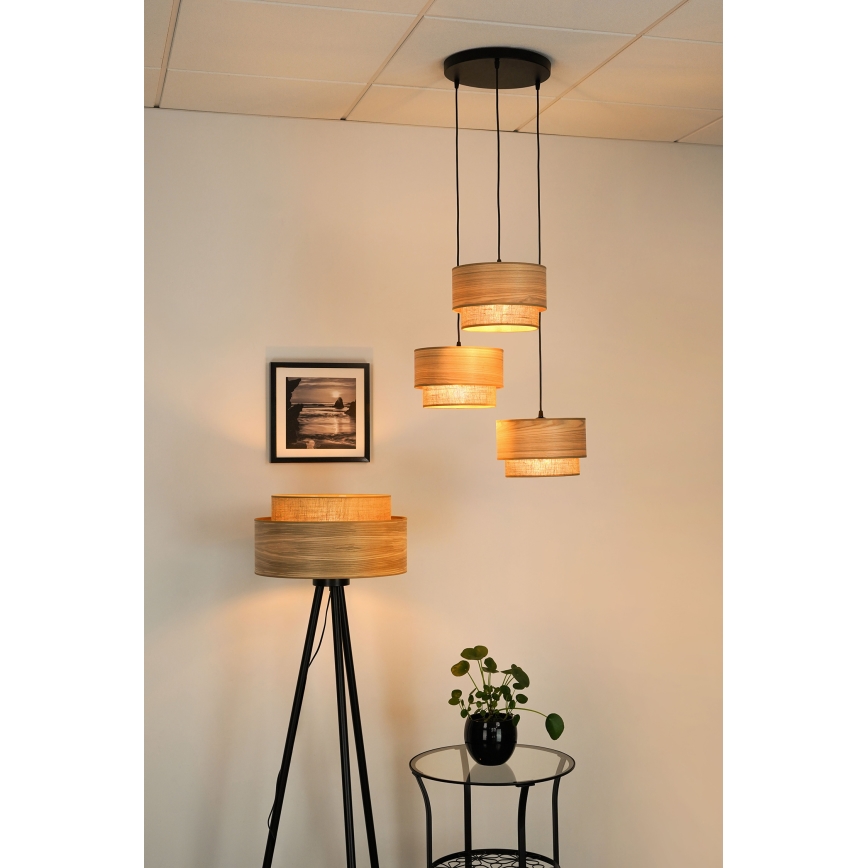 Brilagi - Lustra ar auklu MONTANA BOHO 3xE27/15W/230V brūna/melna