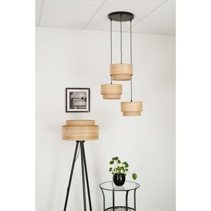 Brilagi - Lustra ar auklu MONTANA BOHO 3xE27/15W/230V brūna/melna
