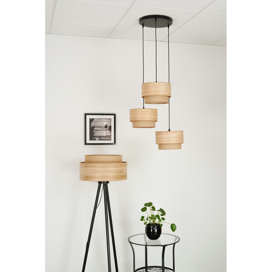 Brilagi - Lustra ar auklu MONTANA BOHO 3xE27/15W/230V brūna/melna