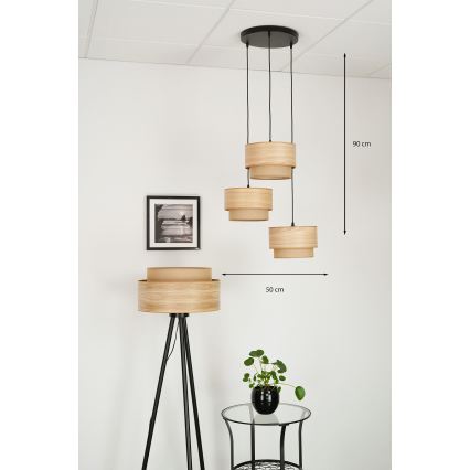 Brilagi - Lustra ar auklu MONTANA BOHO 3xE27/15W/230V brūna/melna