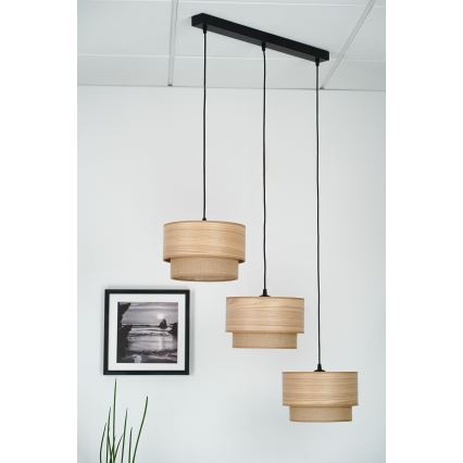 Brilagi - Lustra ar auklu MONTANA BOHO 3xE27/15W/230V brūna/melna