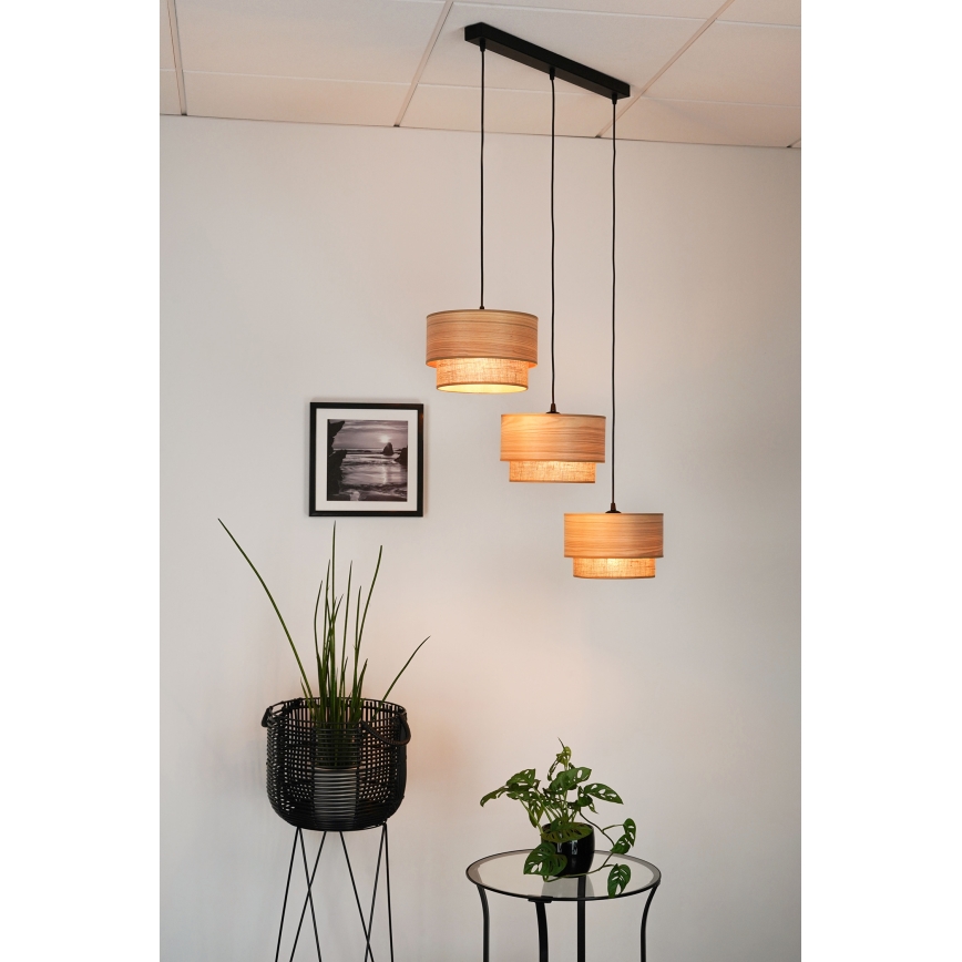 Brilagi - Lustra ar auklu MONTANA BOHO 3xE27/15W/230V brūna/melna