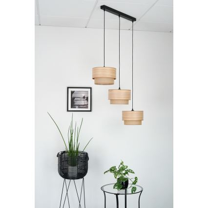 Brilagi - Lustra ar auklu MONTANA BOHO 3xE27/15W/230V brūna/melna