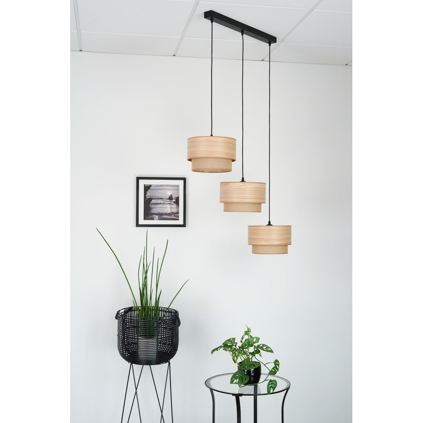 Brilagi - Lustra ar auklu MONTANA BOHO 3xE27/15W/230V brūna/melna