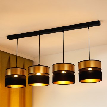 Brilagi - Lustra ar auklu ROYAL 4xE27/15W/230V melna/zelta