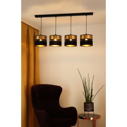 Brilagi - Lustra ar auklu ROYAL 4xE27/15W/230V melna/zelta