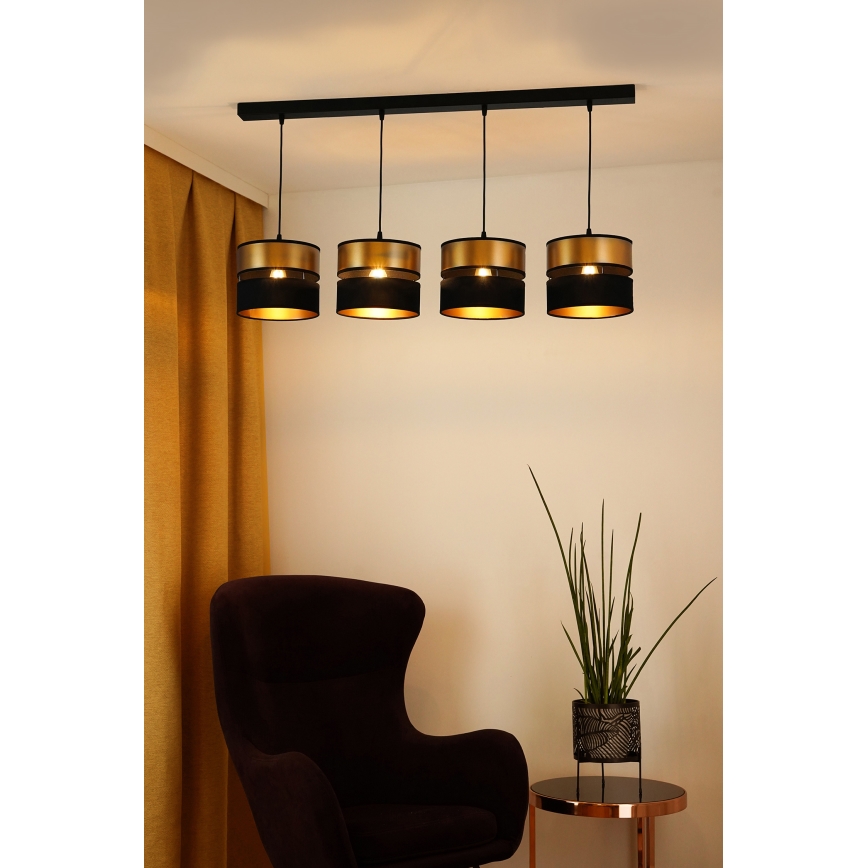 Brilagi - Lustra ar auklu ROYAL 4xE27/15W/230V melna/zelta