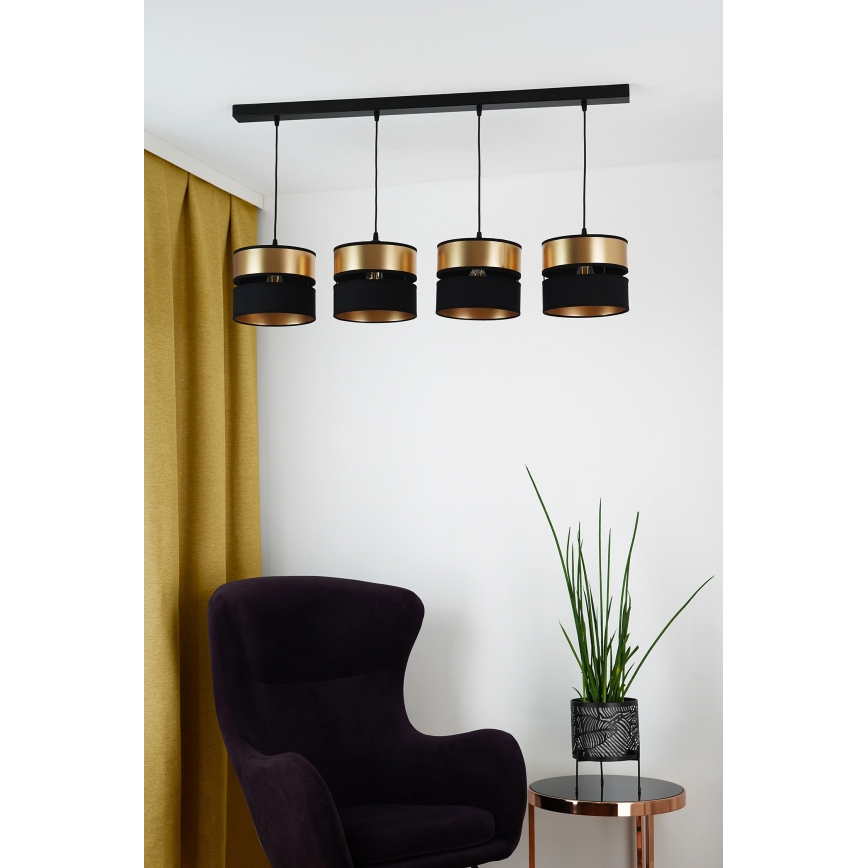 Brilagi - Lustra ar auklu ROYAL 4xE27/15W/230V melna/zelta