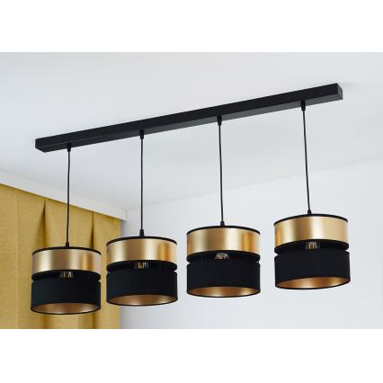 Brilagi - Lustra ar auklu ROYAL 4xE27/15W/230V melna/zelta