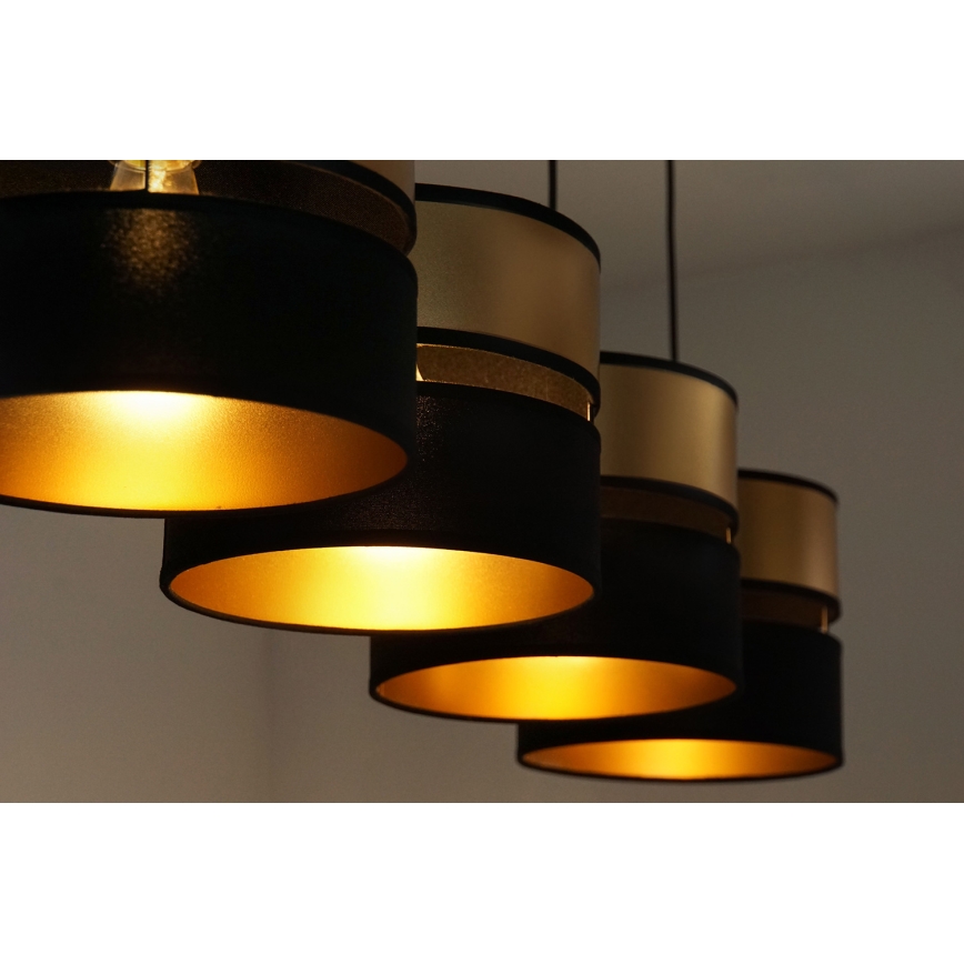 Brilagi - Lustra ar auklu ROYAL 4xE27/15W/230V melna/zelta