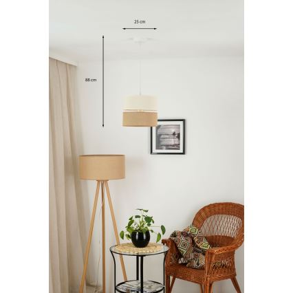 Brilagi - Lustra ar auklu ROYAL YUTE 1xE27/15W/230V d. 25 cm bēša/krēmkrāsa