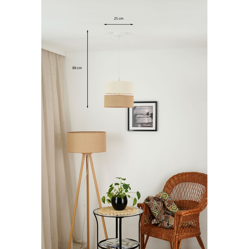 Brilagi - Lustra ar auklu ROYAL YUTE 1xE27/15W/230V d. 25 cm bēša/krēmkrāsa