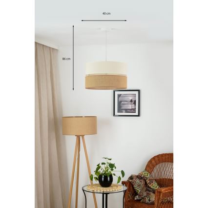 Brilagi - Lustra ar auklu ROYAL YUTE 1xE27/15W/230V d. 40 cm bēša/krēmkrāsa