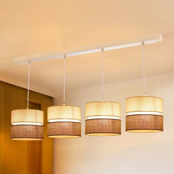 Brilagi - Lustra ar auklu ROYAL YUTE 4xE27/15W/230V bēša/krēmkrāsa/balta
