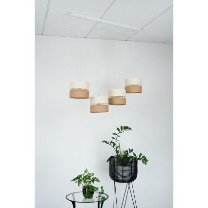 Brilagi - Lustra ar auklu ROYAL YUTE 4xE27/15W/230V bēša/krēmkrāsa/balta