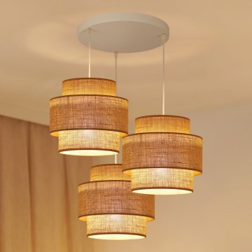 Brilagi - Lustra ar auklu SPACE YUTE 3xE27/15W/230V bēša/balta