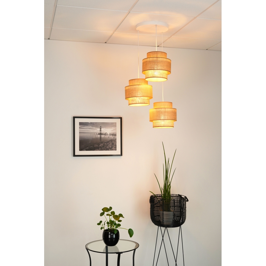 Brilagi - Lustra ar auklu SPACE YUTE 3xE27/15W/230V bēša/balta