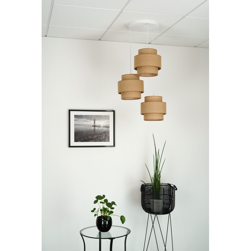 Brilagi - Lustra ar auklu SPACE YUTE 3xE27/15W/230V bēša/balta