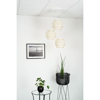 Brilagi - Lustra ar auklu SPACE YUTE 3xE27/15W/230V krēmkrāsa/balta