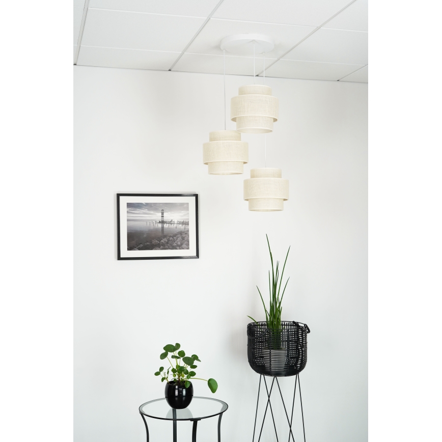 Brilagi - Lustra ar auklu SPACE YUTE 3xE27/15W/230V krēmkrāsa/balta