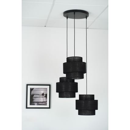Brilagi - Lustra ar auklu SPACE YUTE 3xE27/15W/230V melna