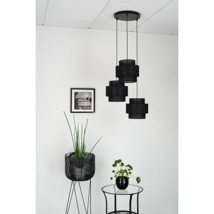Brilagi - Lustra ar auklu SPACE YUTE 3xE27/15W/230V melna