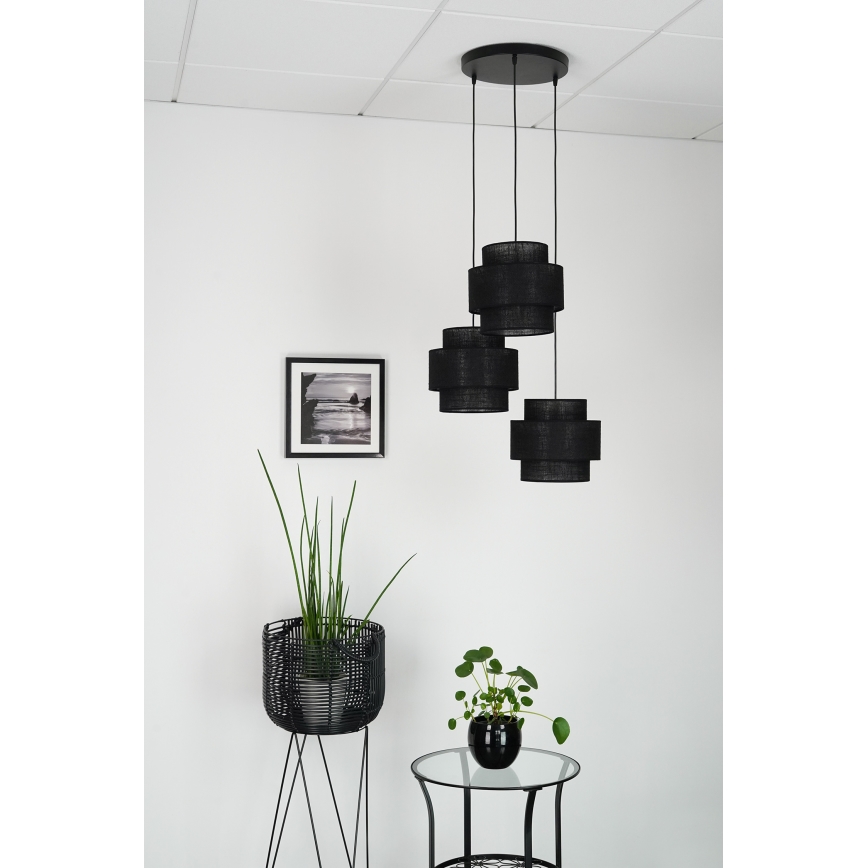 Brilagi - Lustra ar auklu SPACE YUTE 3xE27/15W/230V melna
