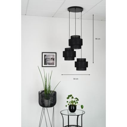 Brilagi - Lustra ar auklu SPACE YUTE 3xE27/15W/230V melna