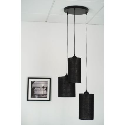 Brilagi - Lustra ar auklu TUBES 3xE27/15W/230V melna