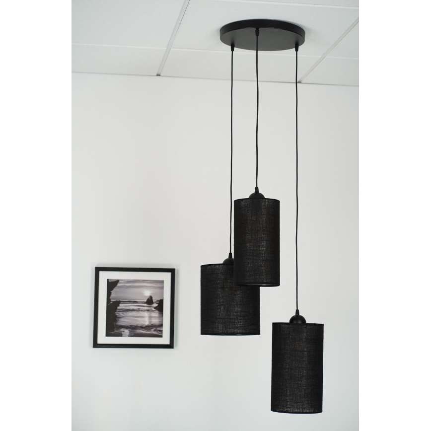 Brilagi - Lustra ar auklu TUBES 3xE27/15W/230V melna