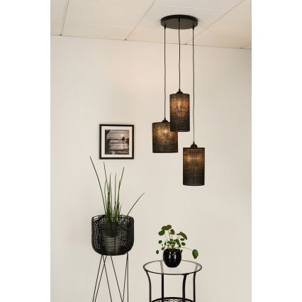 Brilagi - Lustra ar auklu TUBES 3xE27/15W/230V melna