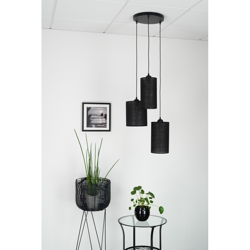 Brilagi - Lustra ar auklu TUBES 3xE27/15W/230V melna