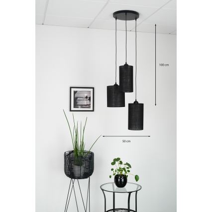 Brilagi - Lustra ar auklu TUBES 3xE27/15W/230V melna