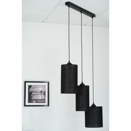 Brilagi - Lustra ar auklu TUBES 3xE27/15W/230V melna