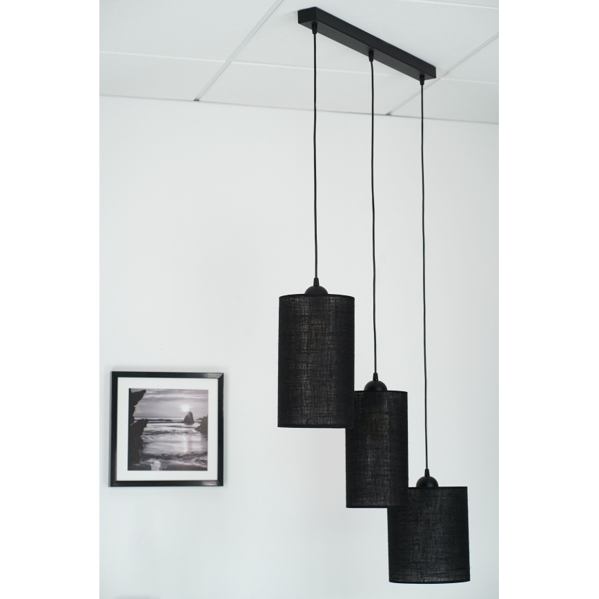 Brilagi - Lustra ar auklu TUBES 3xE27/15W/230V melna