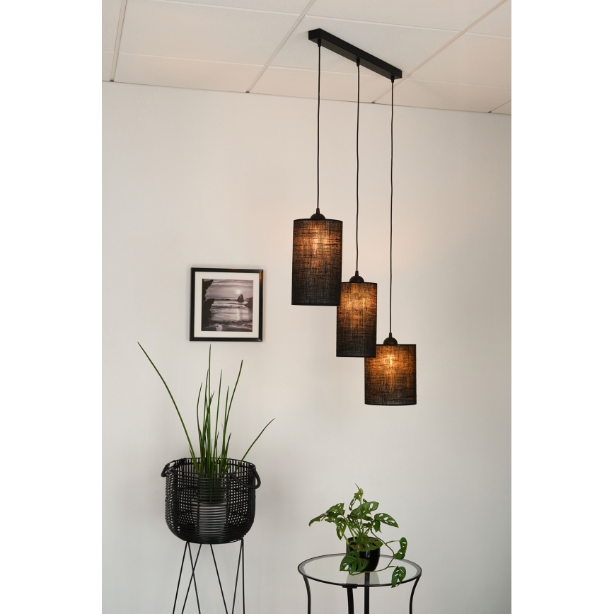 Brilagi - Lustra ar auklu TUBES 3xE27/15W/230V melna