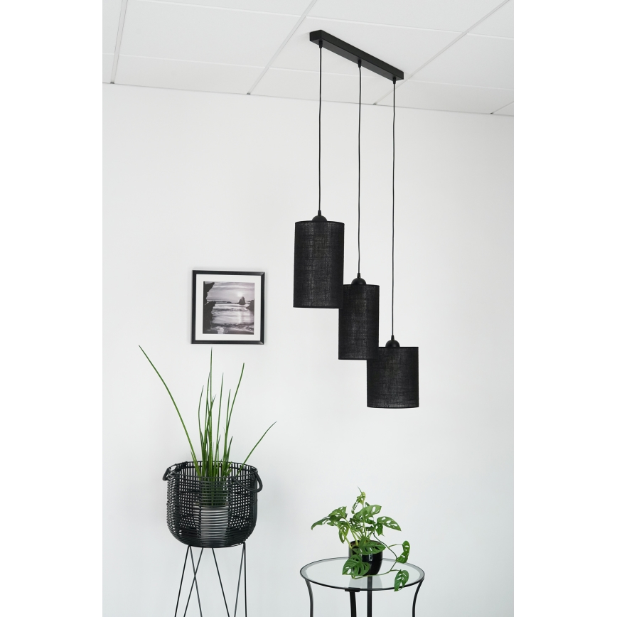 Brilagi - Lustra ar auklu TUBES 3xE27/15W/230V melna
