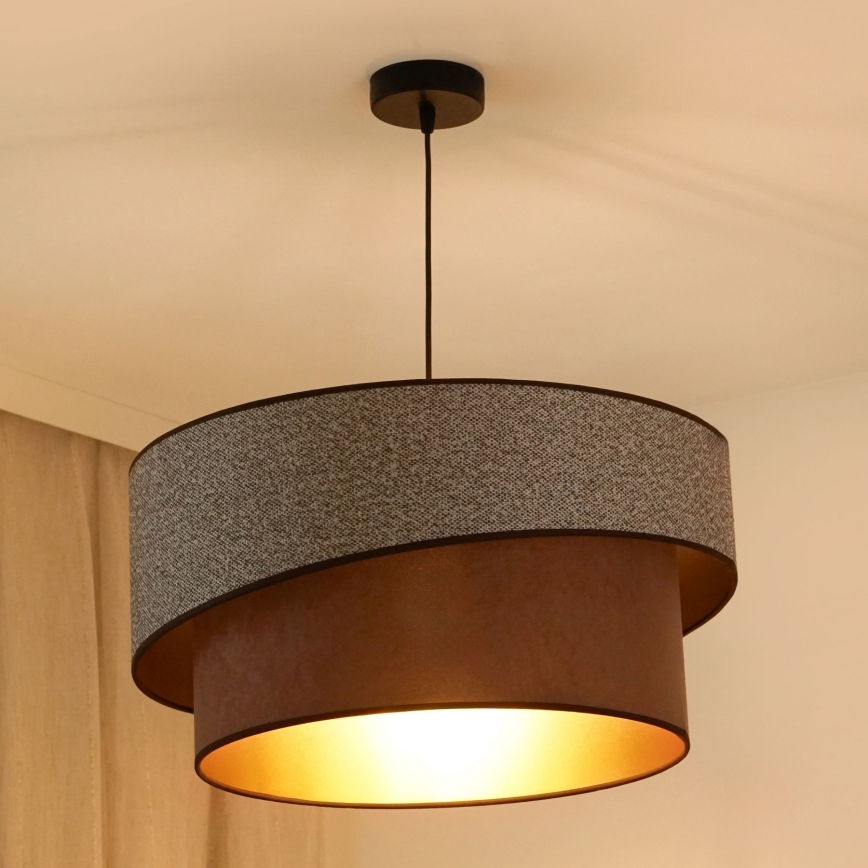 Brilagi - Lustra ar auklu VEGAS SHINE 1xE27/15W/230V d. 50 cm pelēka/brūna