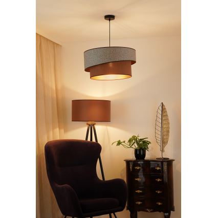 Brilagi - Lustra ar auklu VEGAS SHINE 1xE27/15W/230V d. 50 cm pelēka/brūna