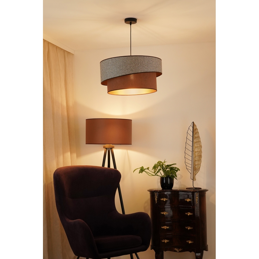 Brilagi - Lustra ar auklu VEGAS SHINE 1xE27/15W/230V d. 50 cm pelēka/brūna