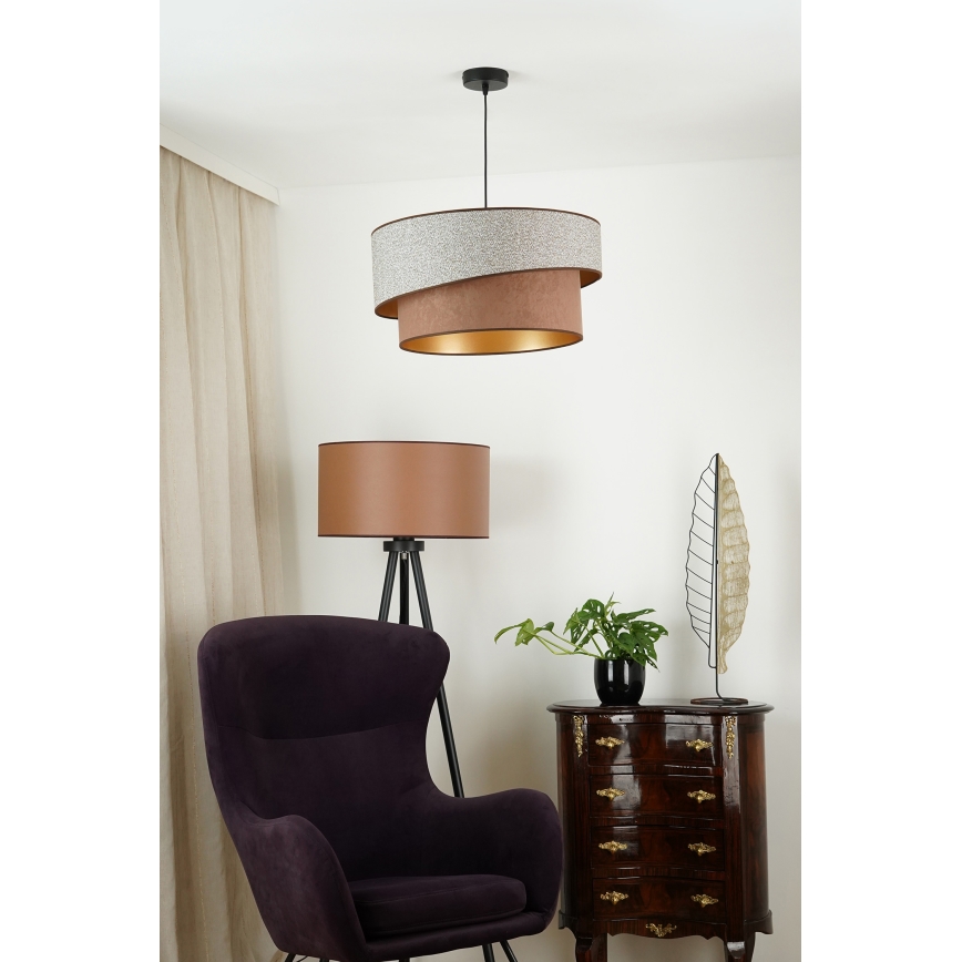 Brilagi - Lustra ar auklu VEGAS SHINE 1xE27/15W/230V d. 50 cm pelēka/brūna