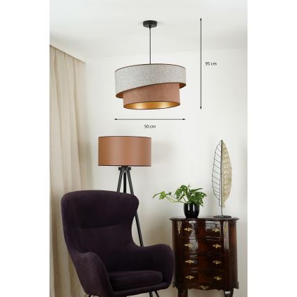 Brilagi - Lustra ar auklu VEGAS SHINE 1xE27/15W/230V d. 50 cm pelēka/brūna