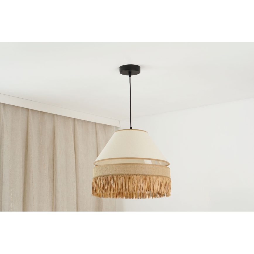 Brilagi - Lustra ar auklu WINNETOU AVIGNION 1xE27/15W/230V d. 35 cm brūna/krēmkrāsa