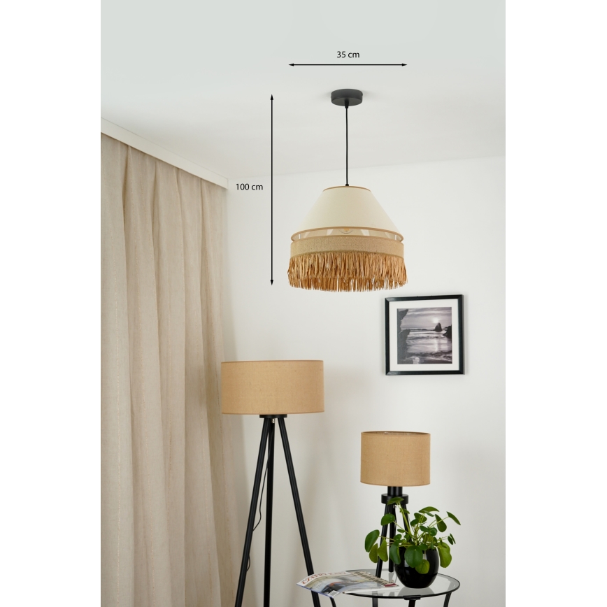 Brilagi - Lustra ar auklu WINNETOU AVIGNION 1xE27/15W/230V d. 35 cm brūna/krēmkrāsa