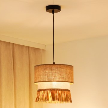 Brilagi - Lustra ar auklu WINNETOU BOHO 1xE27/15W/230V d. 25 cm brūna/krēmkrāsa
