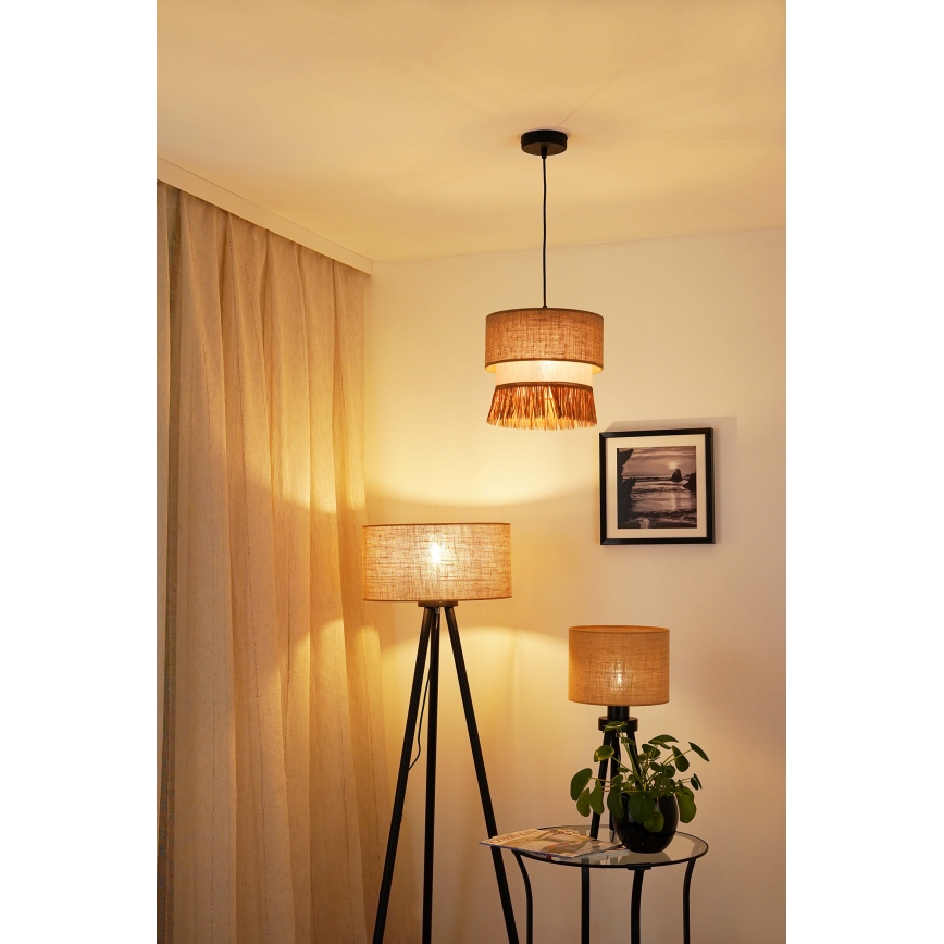 Brilagi - Lustra ar auklu WINNETOU BOHO 1xE27/15W/230V d. 25 cm brūna/krēmkrāsa