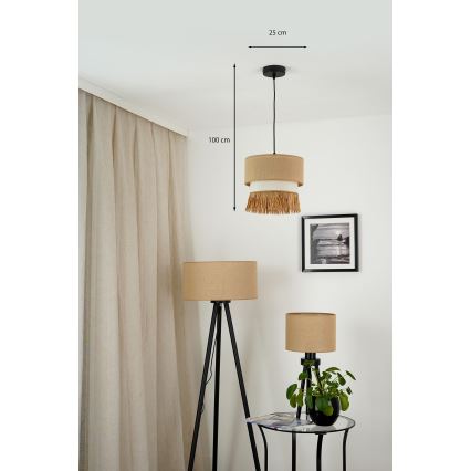Brilagi - Lustra ar auklu WINNETOU BOHO 1xE27/15W/230V d. 25 cm brūna/krēmkrāsa