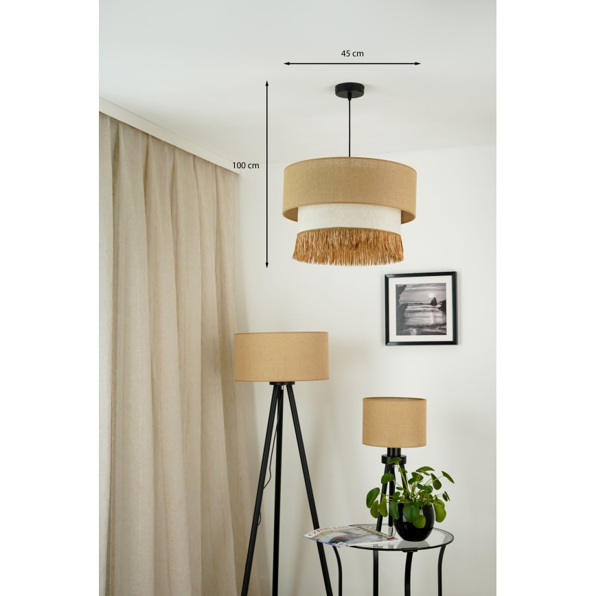 Brilagi - Lustra ar auklu WINNETOU BOHO 1xE27/15W/230V d. 45 cm brūna/krēmkrāsa