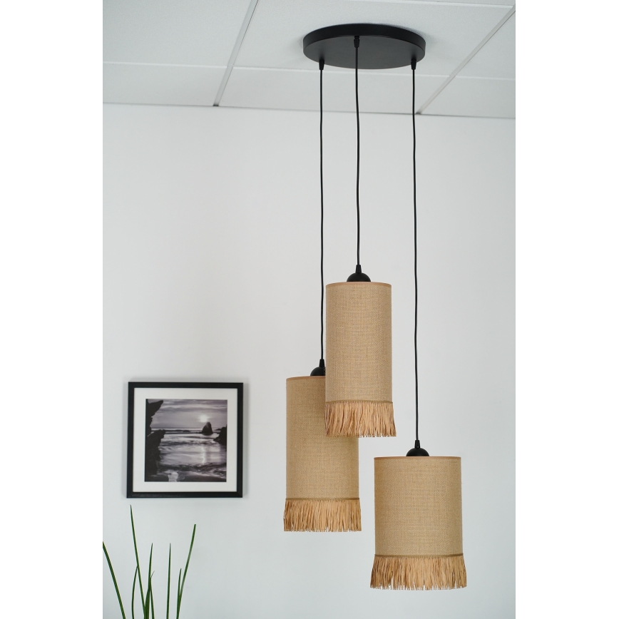 Brilagi - Lustra ar auklu WINNETOU TUBES 3xE27/15W/230V brūna/melna