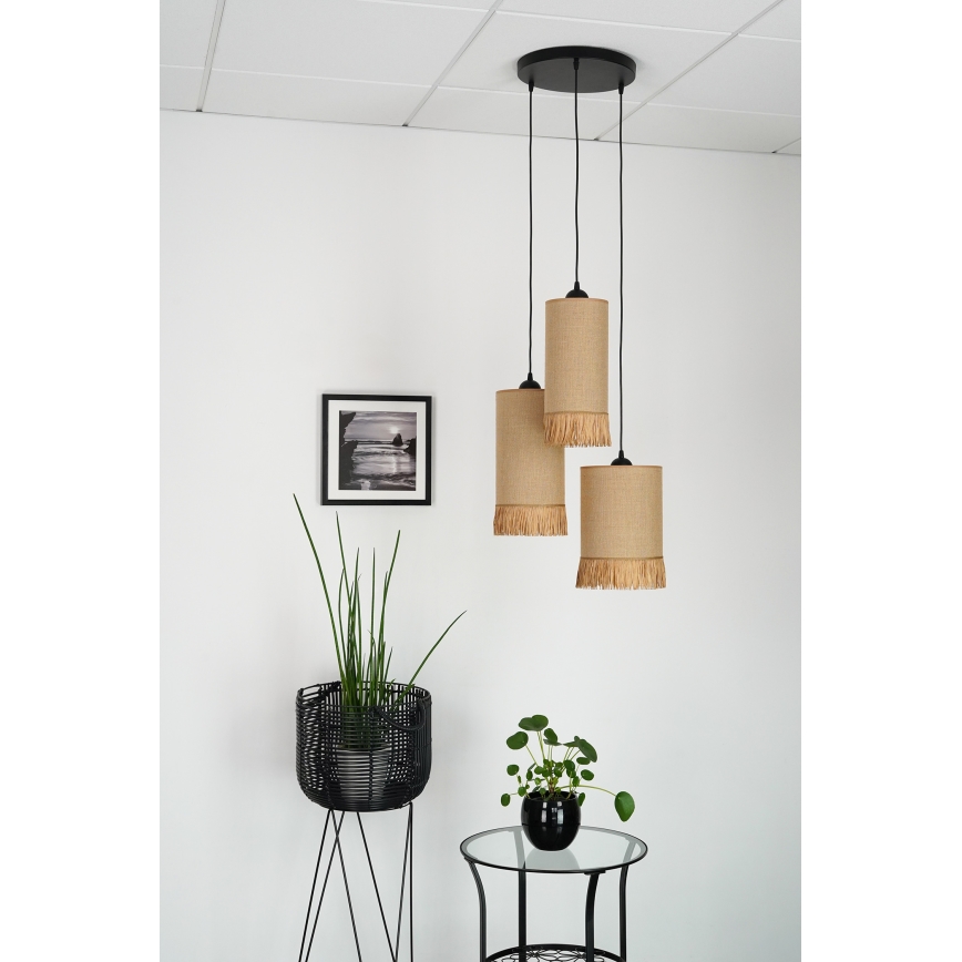 Brilagi - Lustra ar auklu WINNETOU TUBES 3xE27/15W/230V brūna/melna